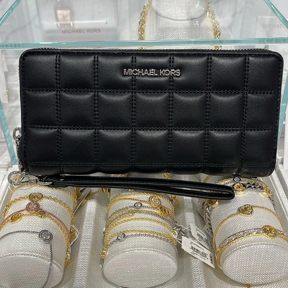 MICHAEL KORS Continental Wristlet Phone Case Wallet Black NWT